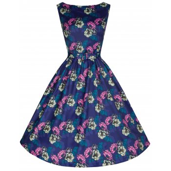 lindy bop purple dress Lindy Bop Purple Polka Dot Dress Size 12 NEW