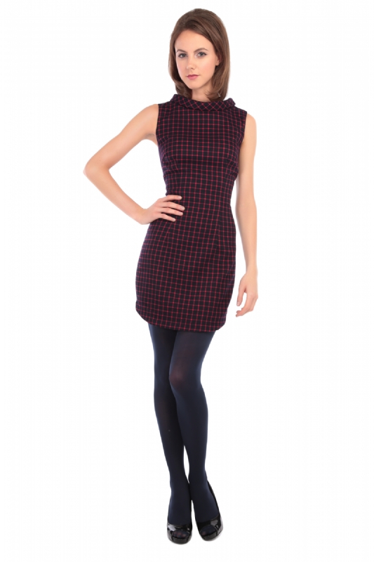 Ruth Waffle Check Dress Navy and Red